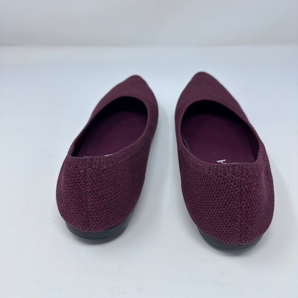 Vivaia Womens Point Toe Knit Ballet Flats Size 37.5 Garnet Red Washable Comfort - Picture 5 of 9